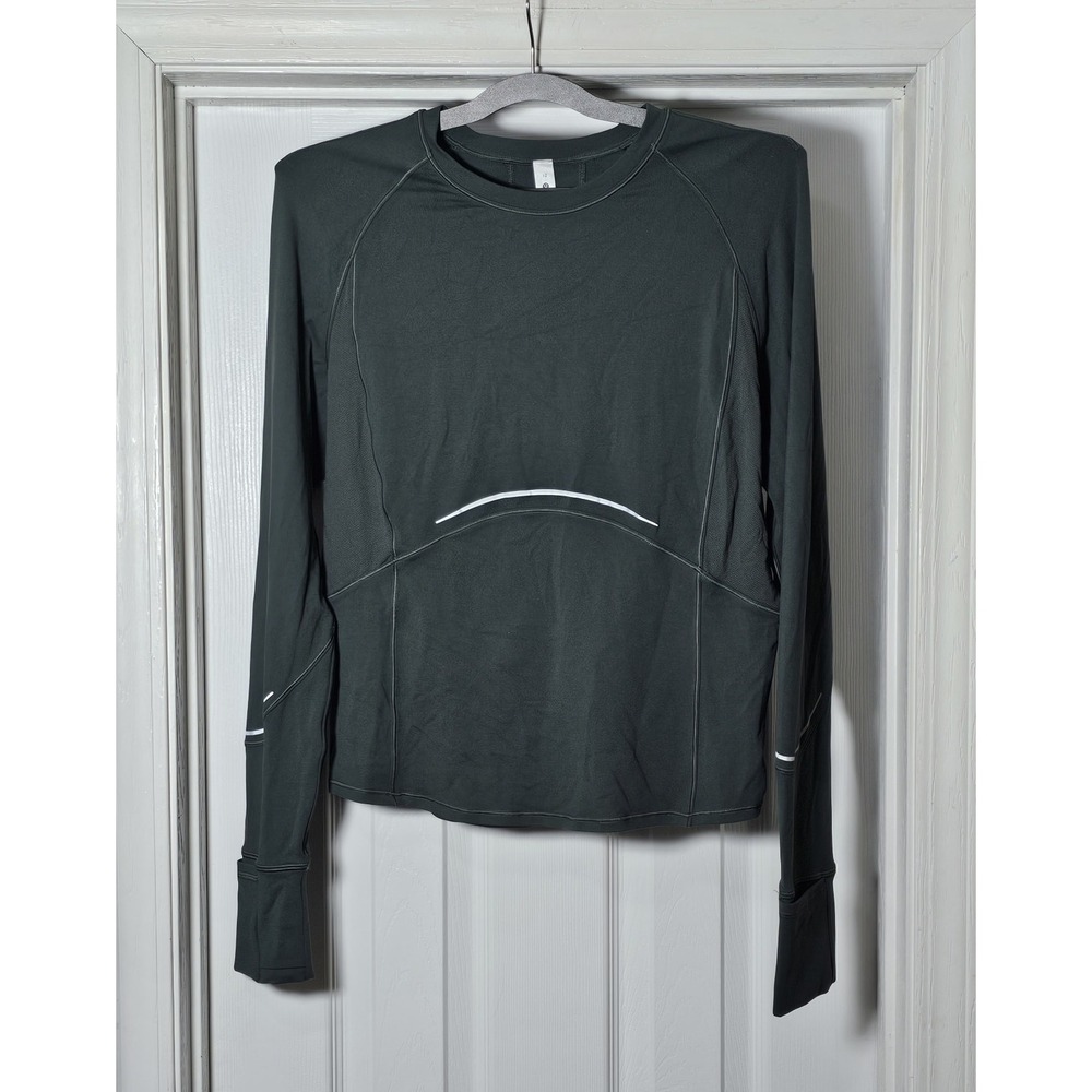 Lululemon RULU Reflective Running‎ Long Sleeve Shirt 12 Smoked Spruce #W3FY5S